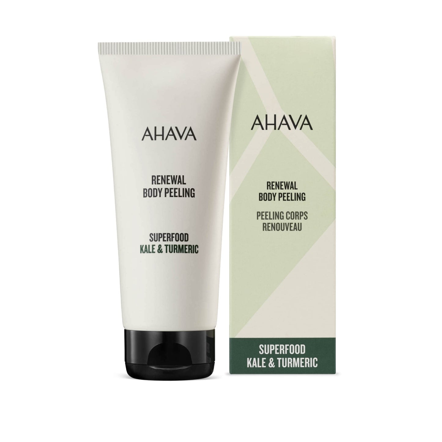 AHAVA Superfood Kale & Turmeric Smoothing Anti-Aging Body Scrub - In-shower gel peel to detox & renew the skin, reinforces the skin’s natural barrier with Anti-Aging Kale,Turmeric & Osmoter, 6.8 Fl.Oz