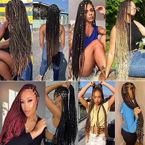 Xtrend 30 Inch 8 Packs Box Braids Crochet Hair Pre-looped Knotless 3X Braids for Woman Boho Braids Hair Extensions Long Box Braids Natural Black Synthetic Crochet Hair (18Strands/pack 1B#)