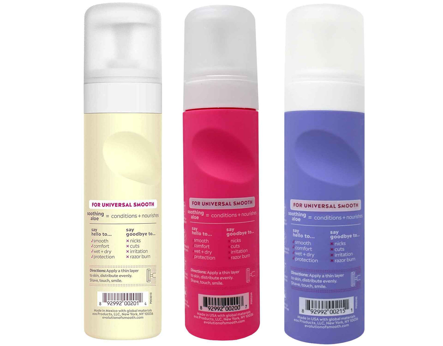 Eos Ultra Moisturizing Shave Cream Variety Pack: Pomegranate-Raspberry, Lavender Jasmine, Vanilla Bliss - 3 x 7.0 Ounce