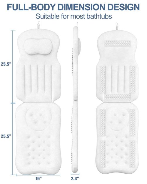 YSJILIDE Full Body Bath Pillow for Bathtub, Spa Bath Pillows for Tub Neck Head Neck Shoulder and Back Support, with Non-Slip Suction Cups/4D Air Mesh