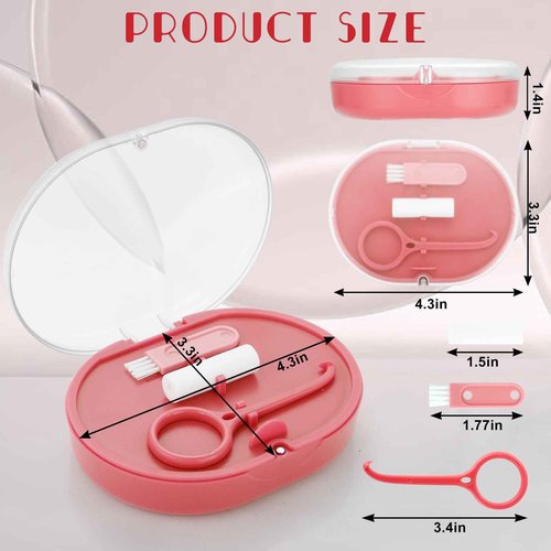 LONGMON Double Layer Retainer Case Portable Aligner Case for Orthodontics Build In Mirror With Removal Tool,Chewies&Cleaning Brush Kit