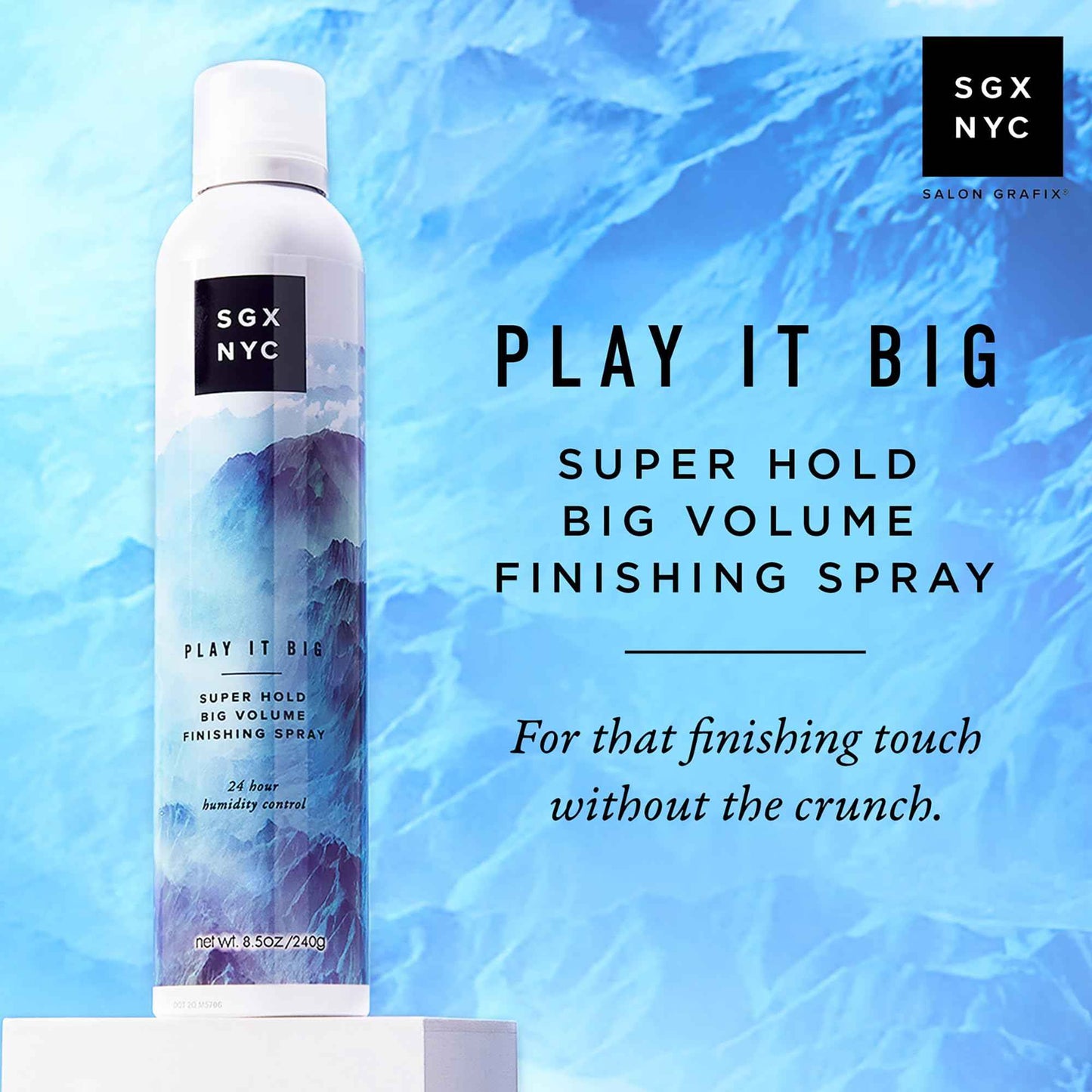 SGX NYC Play it Big Super Hold Volume Finishing Spray - Long Lasting Hair Spray with Anti Frizz Finish - Paraben Free with Coconut Oil - 4 pc