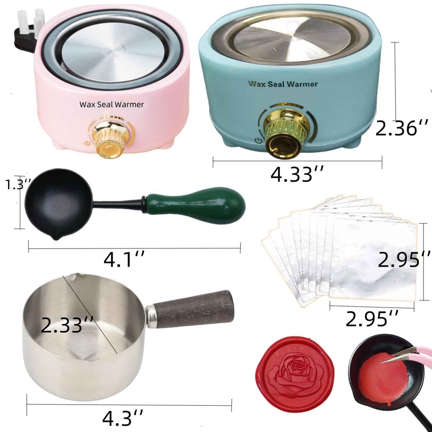 Wax Seal Warmer Electric, Blue Sealing Wax Warmer Furnace Kit Includes 1Pcs 80ml Large Spoon and 1Pcs Non-Slip Spoon Sealings Stamp Melting Warmer Great Tool for Melt Waxs Seals Sticks Beads (Blue)