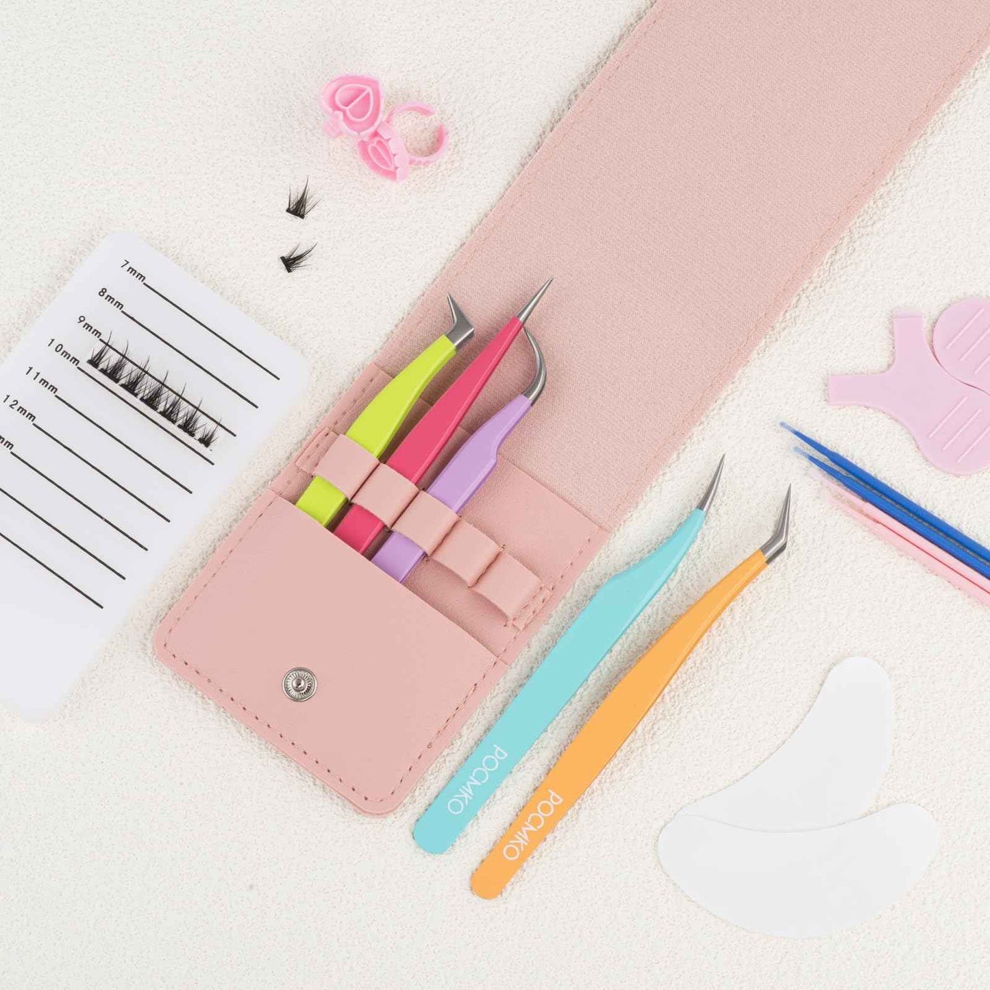 POCMKO Lash Tweezers for Eyelash Extensions, Lash Extension Tweezer Kit for Beginner, Colorful Eyelash Tweezers Set of 5 for Volume, Isolation and Classic Lashes