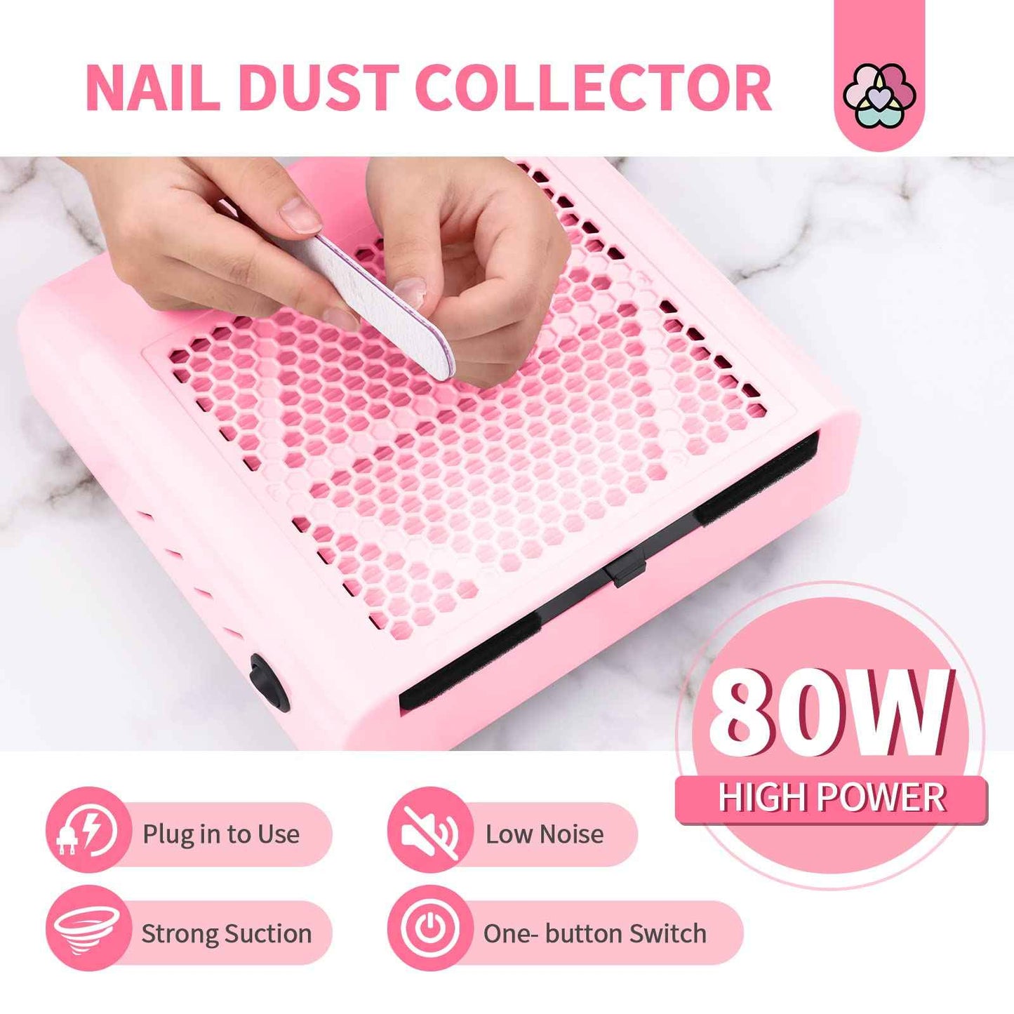 SAVILAND 80W Nail Dust Collector: New Pro - Superior Vacuum Machine Ultimate Upgrade Dust Collector Nail Tech Enhanced Quiet & Clean Efficiency Nail Salon or Home DIY Manicure Beginners Friendly