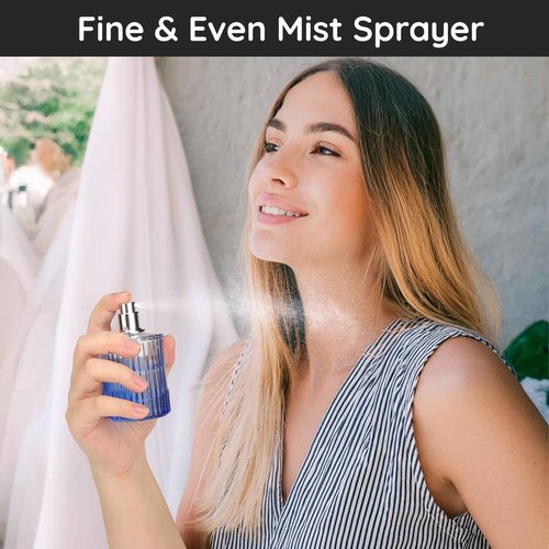 Segbeauty 1.7oz Glass Perfume Refill Bottle Travel Atomizer, 4pcs Refillable Cologne Travel Bottle, Perfume Spray Bottles Empty, 50ml Mini Cologne Atomizer with Refill Tool Kit Blue Black Red Green