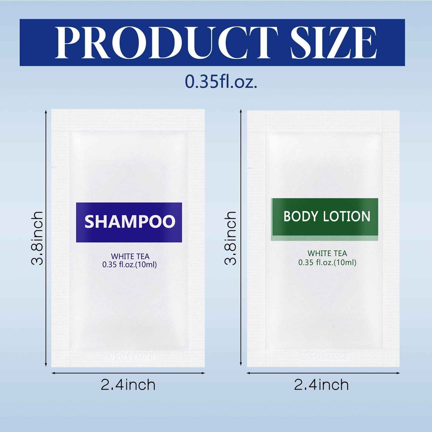 Travel Size Body Wash and Shampoo Bulk,Refreshing White Tea Scent,0.35 fl oz,Individually Wrapped Mini Shower Gel Shampoo Hygiene Kits for Travel/On The Go/Homeless Care/Hotel Guests(Pack of 200)