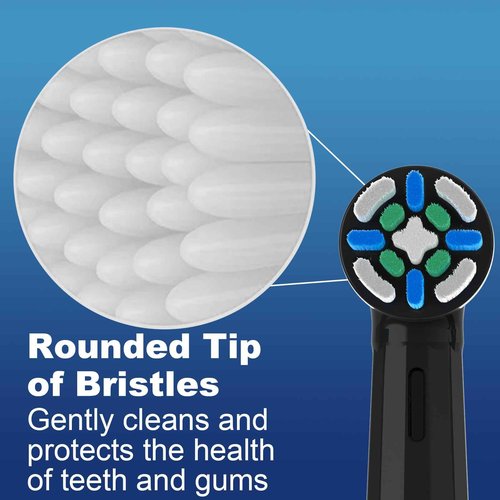 6 Pack Replacement Heads with Medium Soft Bristles Compatible with Oral b IO 2/3/4/5/6/7/8/9/10 Series Electric Toothbrush, IO Brush Heads Compatible with Oral b (Black)