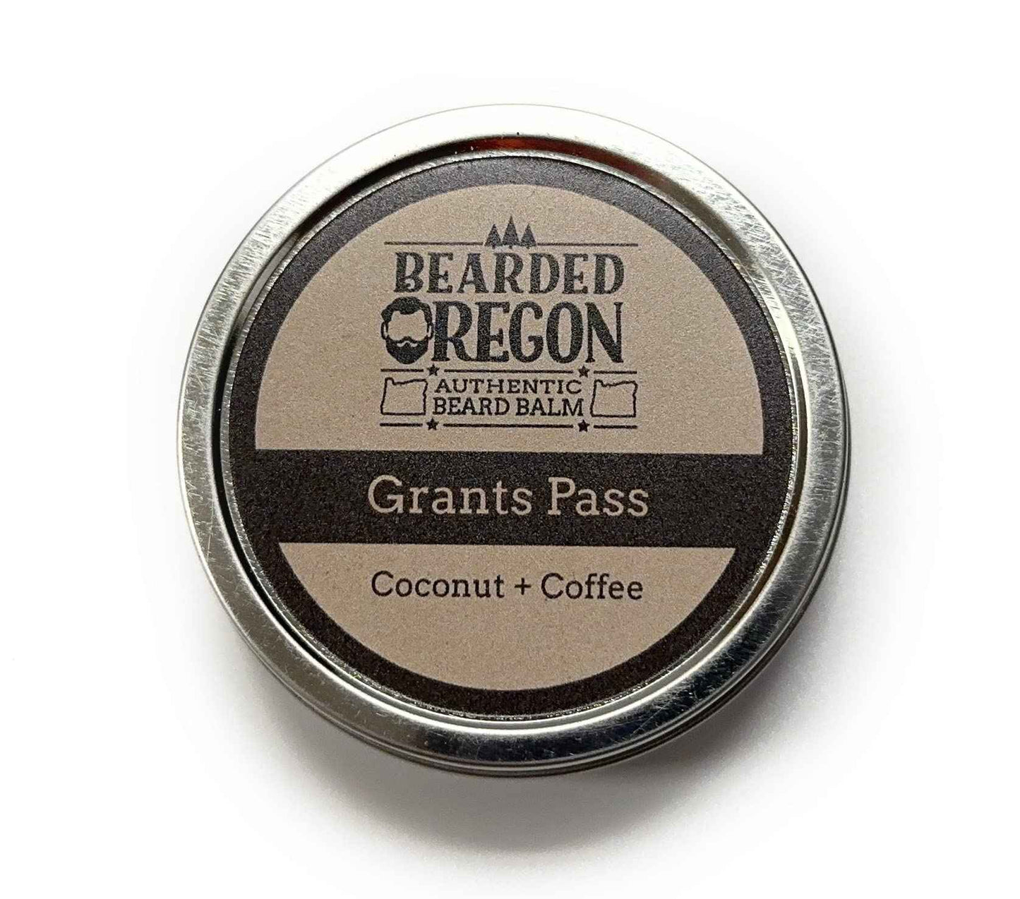Bearded Oregon Beard Balm - Grants Pass Scent, 2 oz - Coffee, Coconut - All Natural Ingredients, Softens and Strengthens Beard, Strong Hold