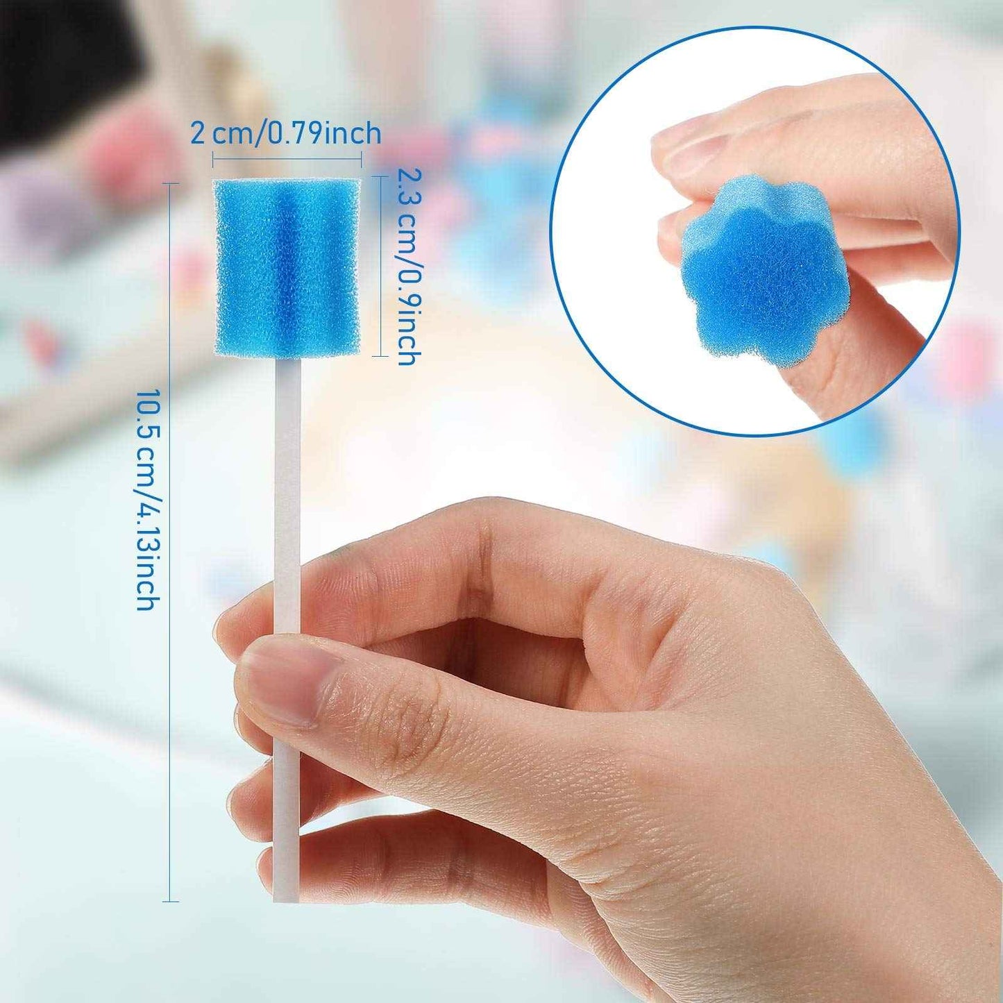 300 Pieces Oral Swabs Disposable Mouth Swabs Sponge Dental Swabsticks Unflavored for Mouth Cleaning Oral Care Health, Pink and Blue (not Individual Packing)