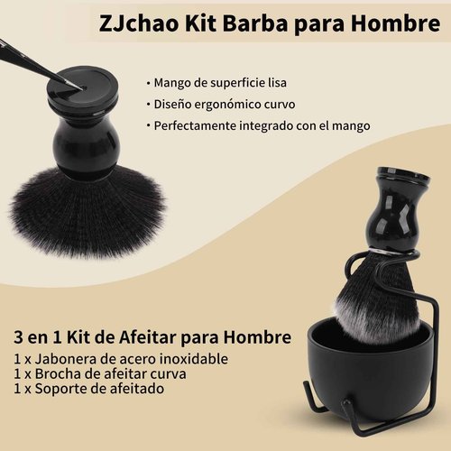 ZJchao Shaving Brush Stand Bowl Set - Men's Wet Shaving Kit with Shaving Bowl, Brush Holder & Stand Shaving (Black)