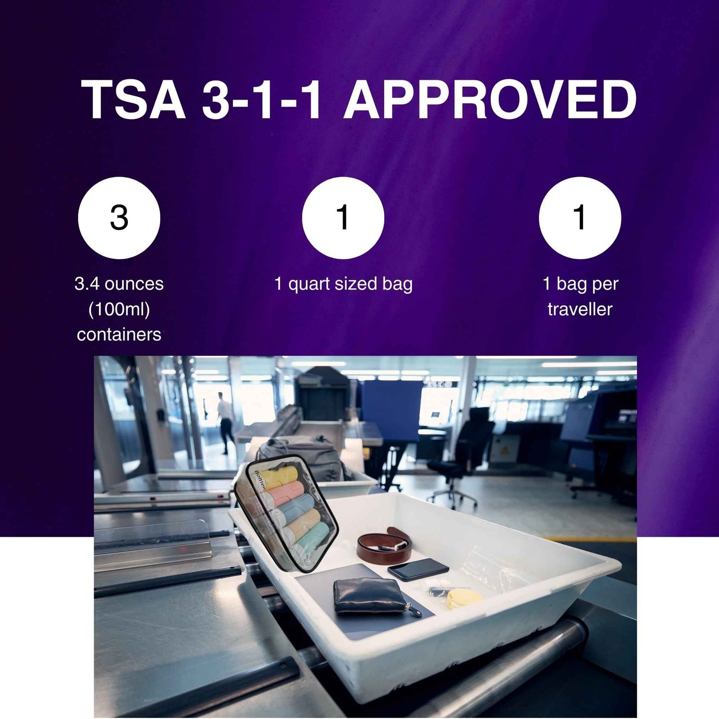 Boltten TSA Approved Clear Toiletry Bag 2-Pack, Quart Size Travel Cosmetic & Makeup Bags, Carry-On Airport Compliant