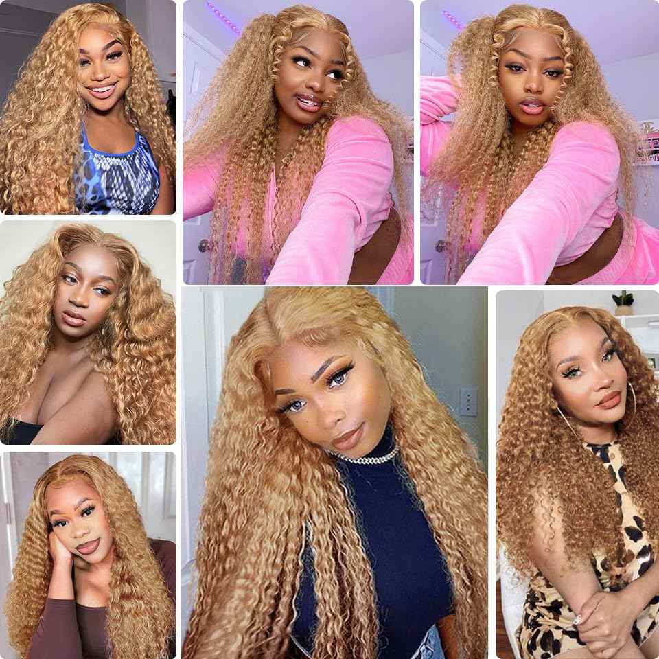 Honey Blonde Curly Bundles Color 27 Bundle Human Hair Blonde Kinky Curly Bundle Brazilian Unprocessed Virgin Hair 3 Bundles 18 18 18 Inch