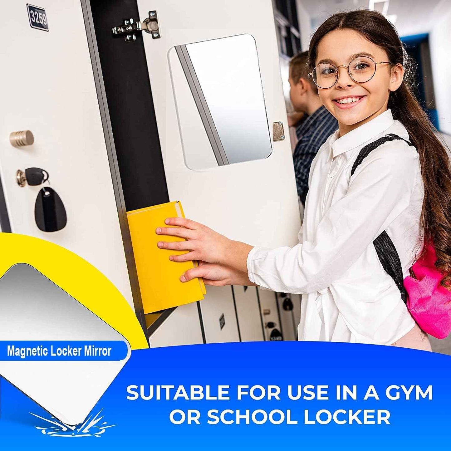 Tooackl Magnetic Locker Mirror, 4" x 6" Super Clear Reflection Small Real Glass Mirror with Magnetic Back for School Locker Refrigerator Office Cabinet