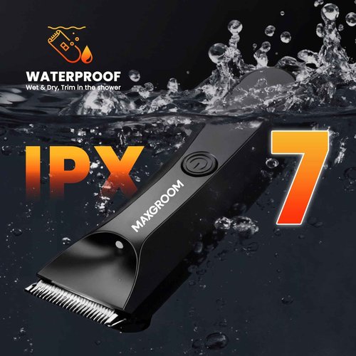 MAXGROOM Manscape Body Hair Trimmer for Men, IPX7 Waterproof Pubic & Groin Hair Trimmer- Electric Ball Shaver with LED Light, Ceramic Blade, USB Rechargeable & Travel Pouch