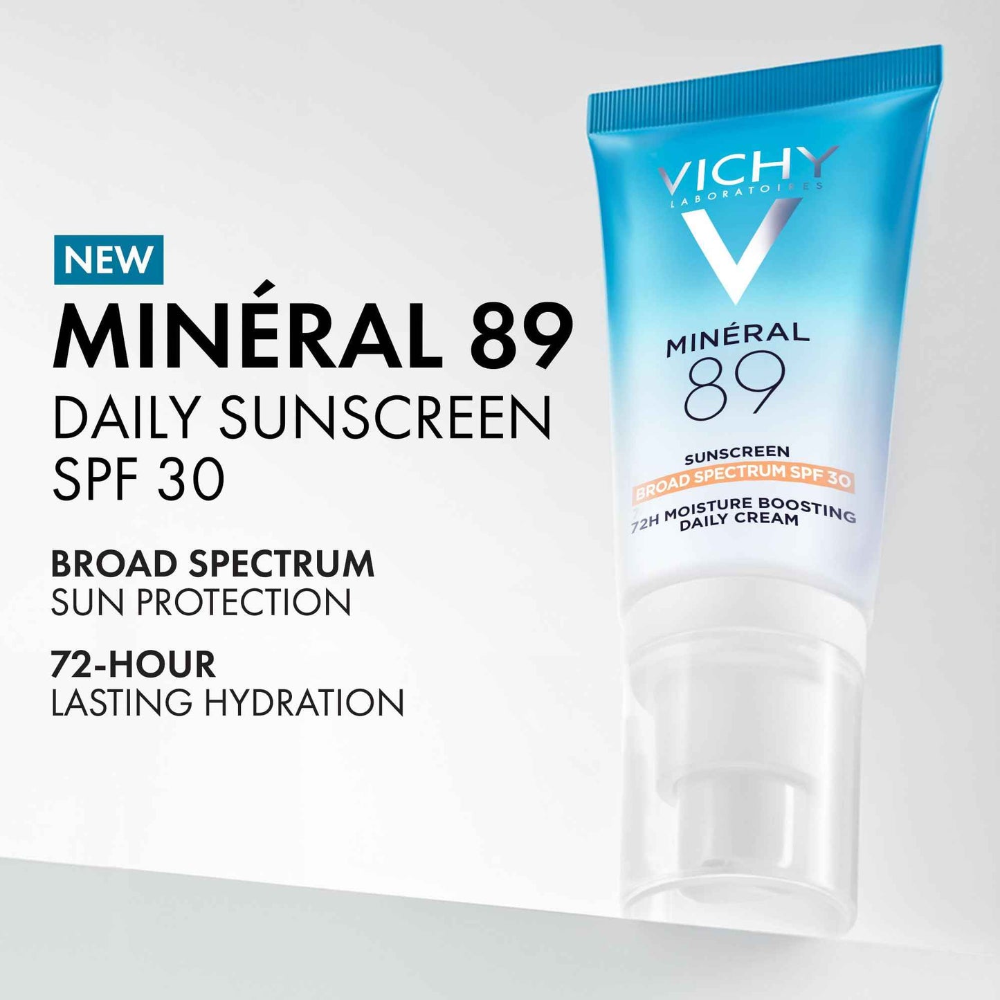 Vichy Minéral 89 Face Sunscreen SPF 30, Hydrating Daily Sunscreen For Face SPF 30, Hyaluronic Acid + Niacinamide + Squalane Oil, No White Cast Sunscreen, Oxybenzone Free, Travel Size Sunscreen