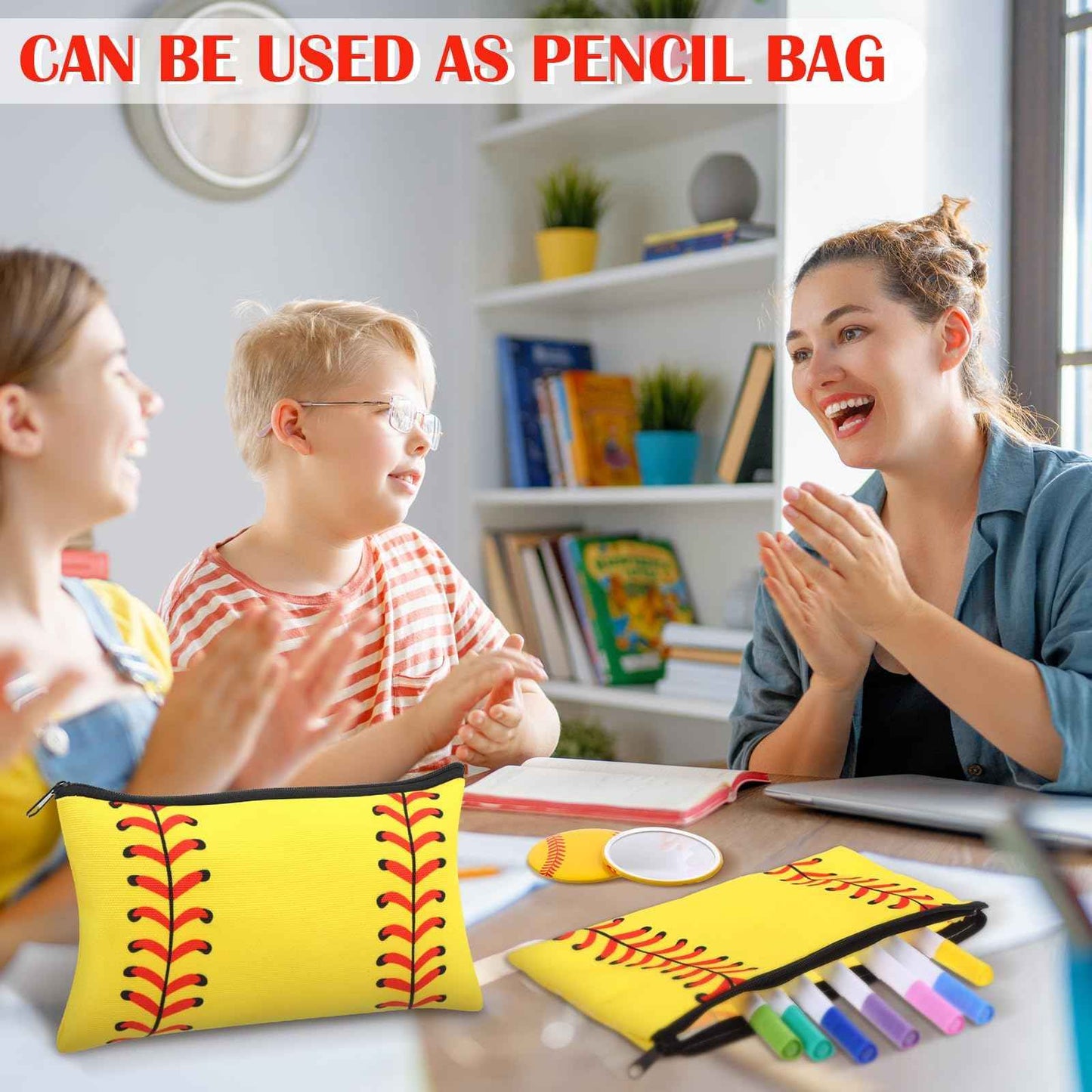 40 Pcs Softball Party Favors Softball Gifts for Team Girls Bulk Include 20 Softball Cosmetic Bag 20 Softball Compact Mirror Softball Sport Round Pocket Portable Mirror for Women Girls