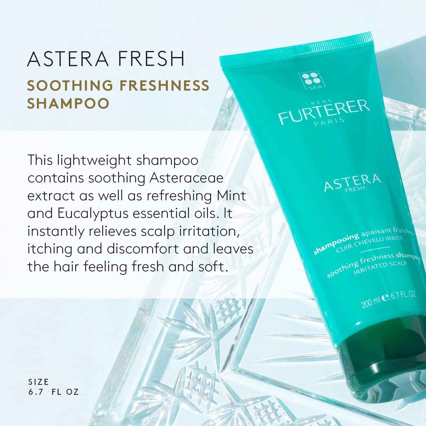 René Furterer ASTERA FRESH Soothing Freshness Shampoo, Irritated & Itchy Scalp, Peppermint, Eucalyptus 6.7 fl. oz.