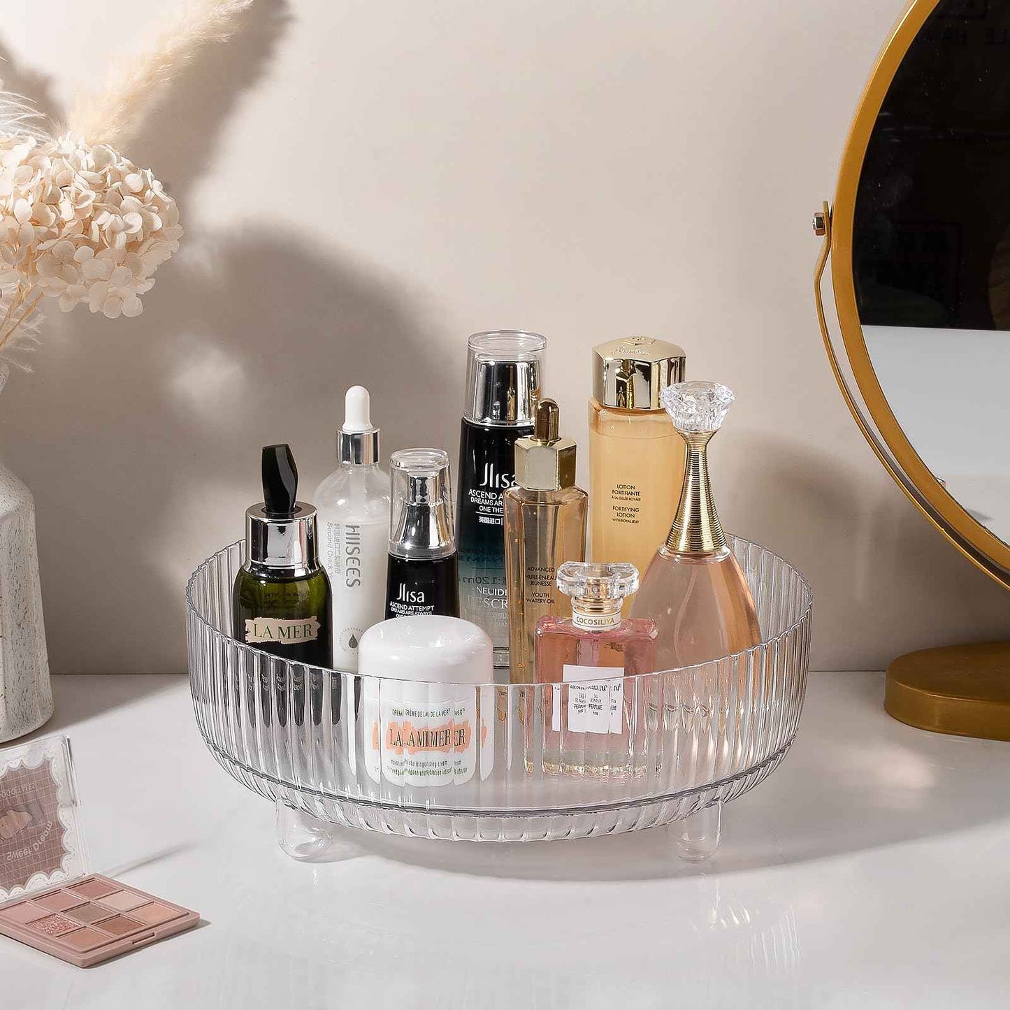 Anyoifax 360 Rotating Makeup Organizer Perfume Tray Skincare Holder Spinning Cosmetic Storage Bathroom Countertop Organizer Lazy Susan Turntable for Dresser, Vanity, Kitchen, Large Clear