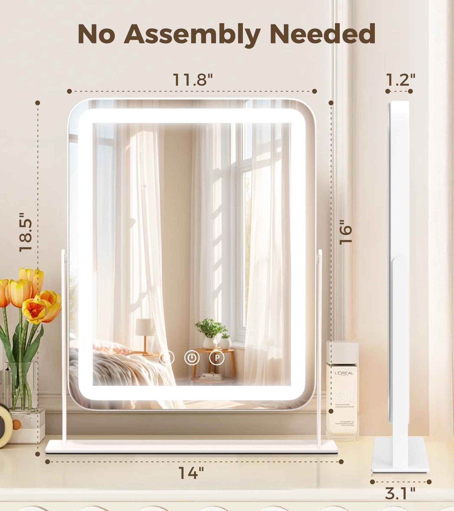 Saliwa Vanity Mirror with Lights, Lighted Makeup Mirror with 3 Modes, 10X Magnification Mirror, Stepless Brightness, 360° Rotation, Christmas & Valentine’s Gifts for Women, Daughter, Mom, Her