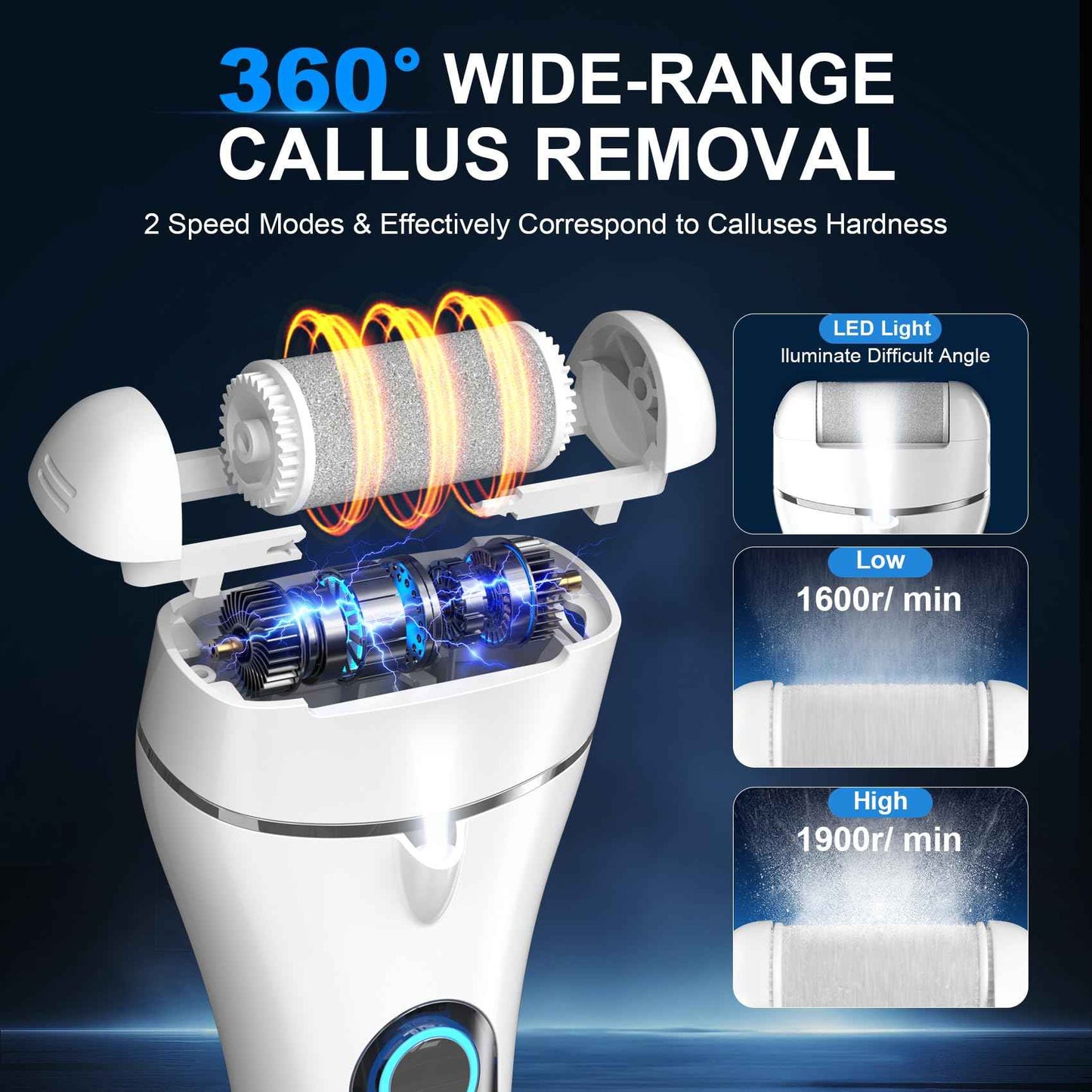 100% Effective Electric Foot Callus Remover CMTQVFL -【7 Performance Upgraded 2025】 Professional Foot Callus Remover IPX7 Waterproof Electric Callus Remover for Feet Hard Care Dead Cracked Skin