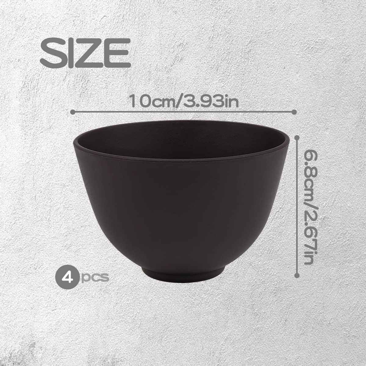 FERCAISH 4Pcs Diy Face Mask Mixing Bowl, Microwavable Silicone Facial Mud Bowl Cosmetic Beauty Tool for Home Salon(Black)