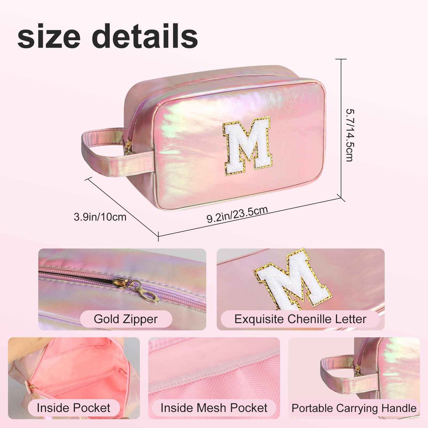 YRUBOHA Personalized Initial Makeup bag for woman,Travel Makeup Bag,Gift for Women,Mom,Monogram Preppy Makeup Bag Cosmetic Bag Set (Letter M)