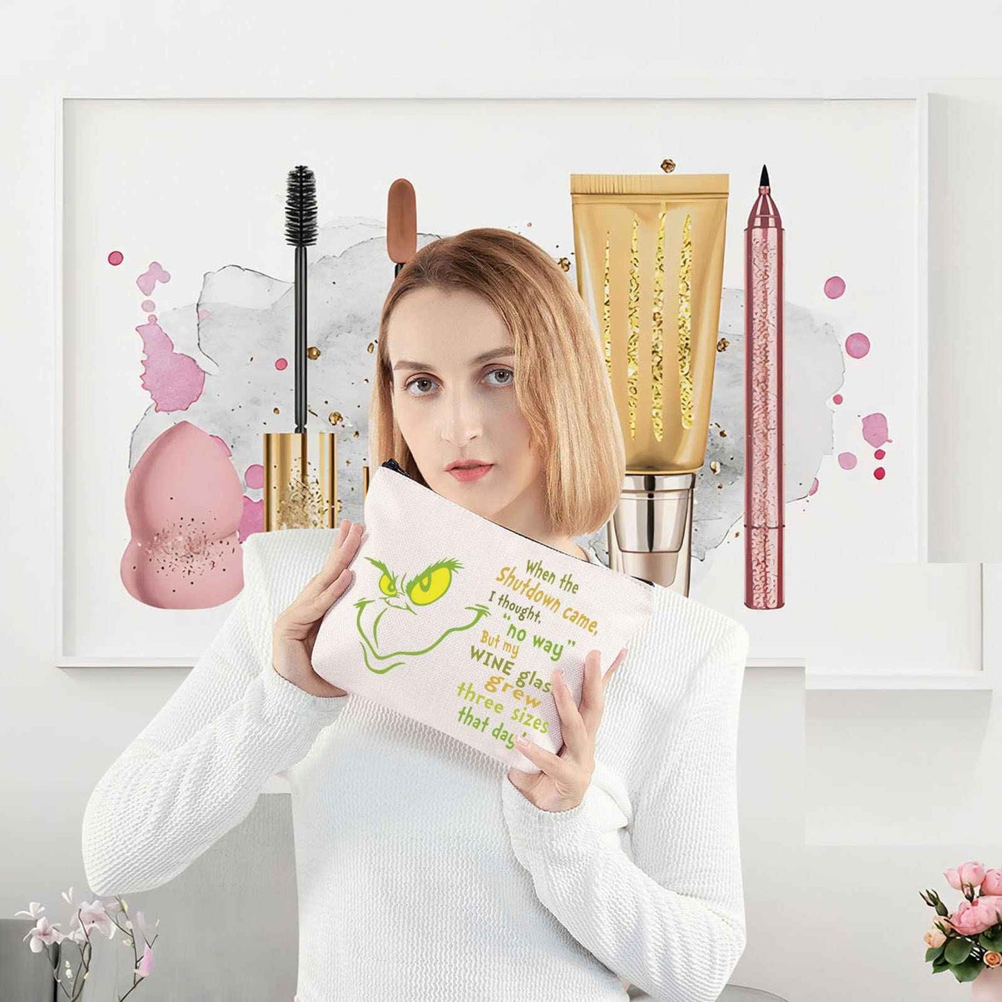 LEVLO Grenn Doctor Cat Quote Cosmetic Make Up Bag Doctor Cat Fans Gift When The Shutdowh Came I Thought No Way Makeup Zipper Pouch Bag (When The Shutdowh)