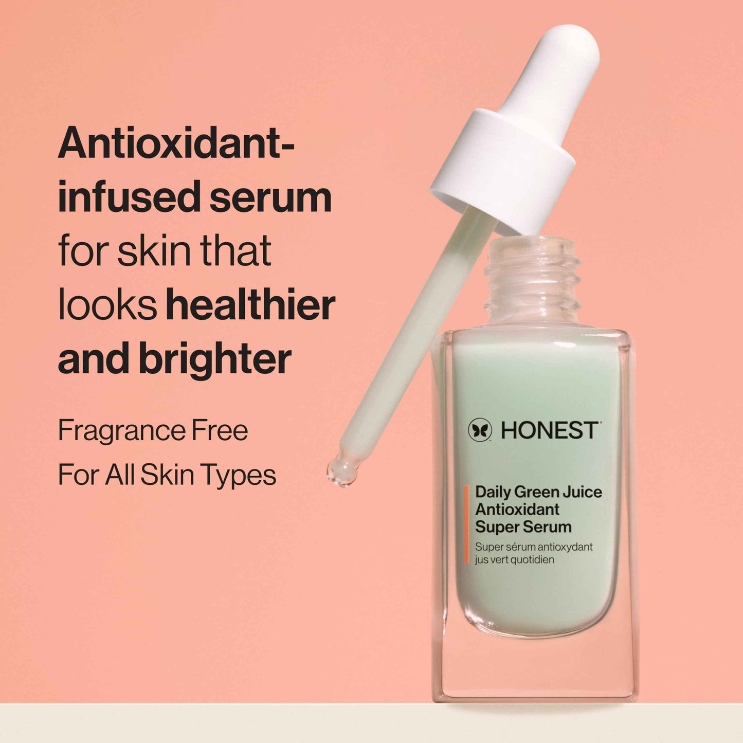 Honest Beauty Daily Green Juice Antioxidant Super Serum | Improves Skin Tone + Texture | Gentle for Sensitive Skin, Fragrance Free, Vegan | 1 fl oz