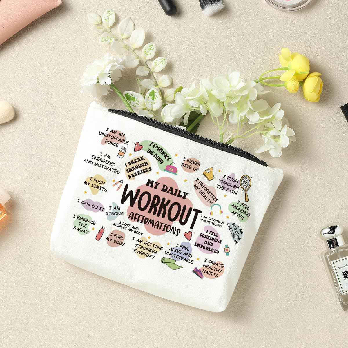 Workout Gifts for Women, Makeup Bag Cosmetic Bag, Mental Health Gifts, Inspirational Gifts for Women, Mental Health Awareness, Positive Affirmations for Sister Friend Friendship Birthday Mothers Day