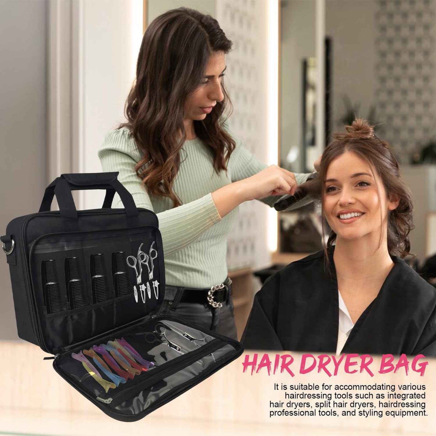 Barber Tool Bag, 13.9 * 3.94 * 11.02in Travel Case for Hair Clippers Hair Trimmer Storage Organizer Portable Clipper Case Barber Supplies Organizer Bag for Combs Clipper guards Men Razor Guard