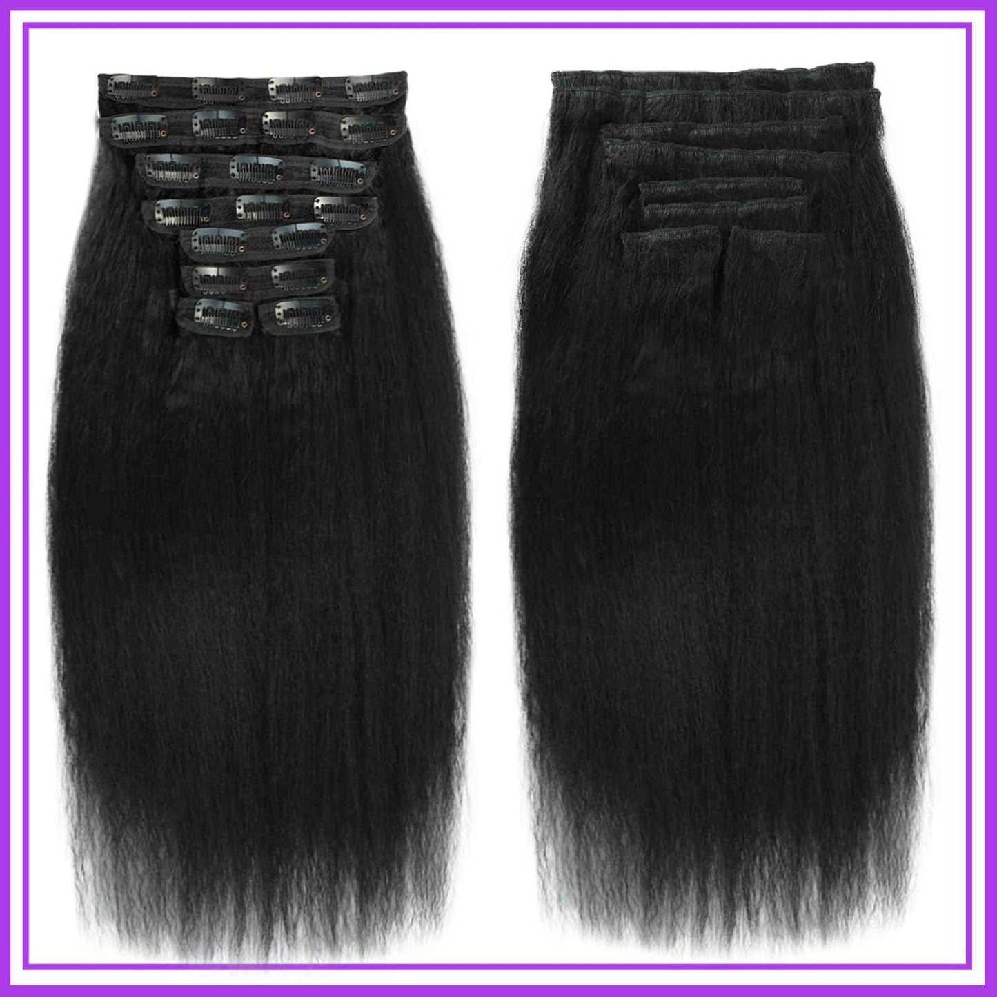 Clip in Hair Extensions Real Human Hair 14 inch Kinky Straight Clip ins For Black Women Remy Human Hair Extensions Clip ins Natural Color 8pcs 20 Clips 100g/Set