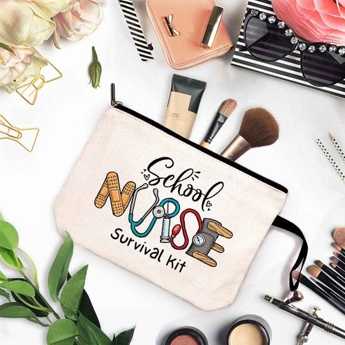 ZHANTUONE Nurse Survival Kit Funny Cosmetic Bag, for Travel Toiletry Zipper Storage Pouch Makeup Bag, Appreciation Gifts for Nurse Week Nurse Practitioner, Nurse Graduation Gifts, Nurses Day Gifts