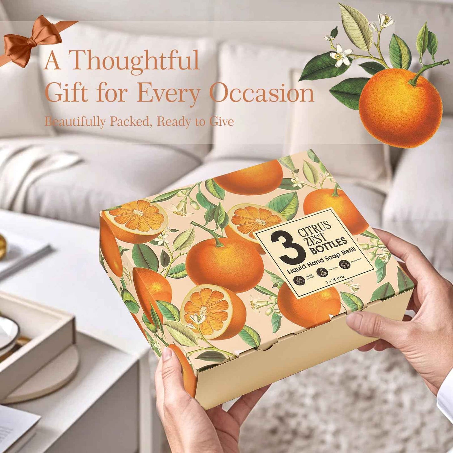 ROMIIE ZOI Liquid Hand Soap Refill Gift Set – 3 Pack (26 Fl Oz Each), Citrus Zest Scent – Moisturizing, Biodegradable & Cruelty-Free Formula with Essential Oils for Sensitive Skin