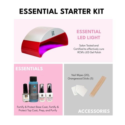 RC Red Carpet Manicure Fortify & Protect Kit - Complete Gel Nail System with LED Light. Long-Lasting, Chip-Free, Glossy Nails, Nail Care, Strong, Chip-Resistant (Fortify & Protect Essentials Kit)