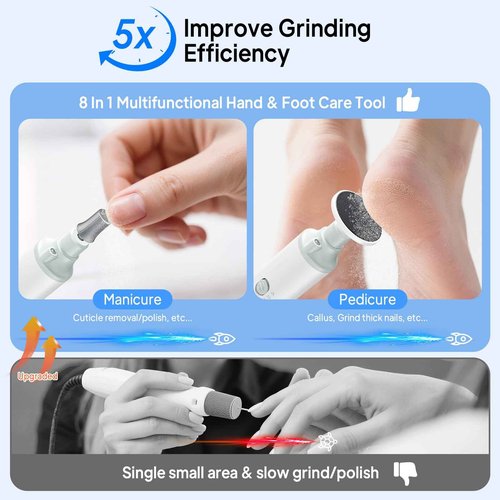 Cordless Nail Drill Electric Nail File: Professional Manicure Pedicure Kit for Acrylic Gel Nails Grind Trim Polish, 5-Speed Brushless Electric Foot Callus Remover ,Nail Tool for Women & Men