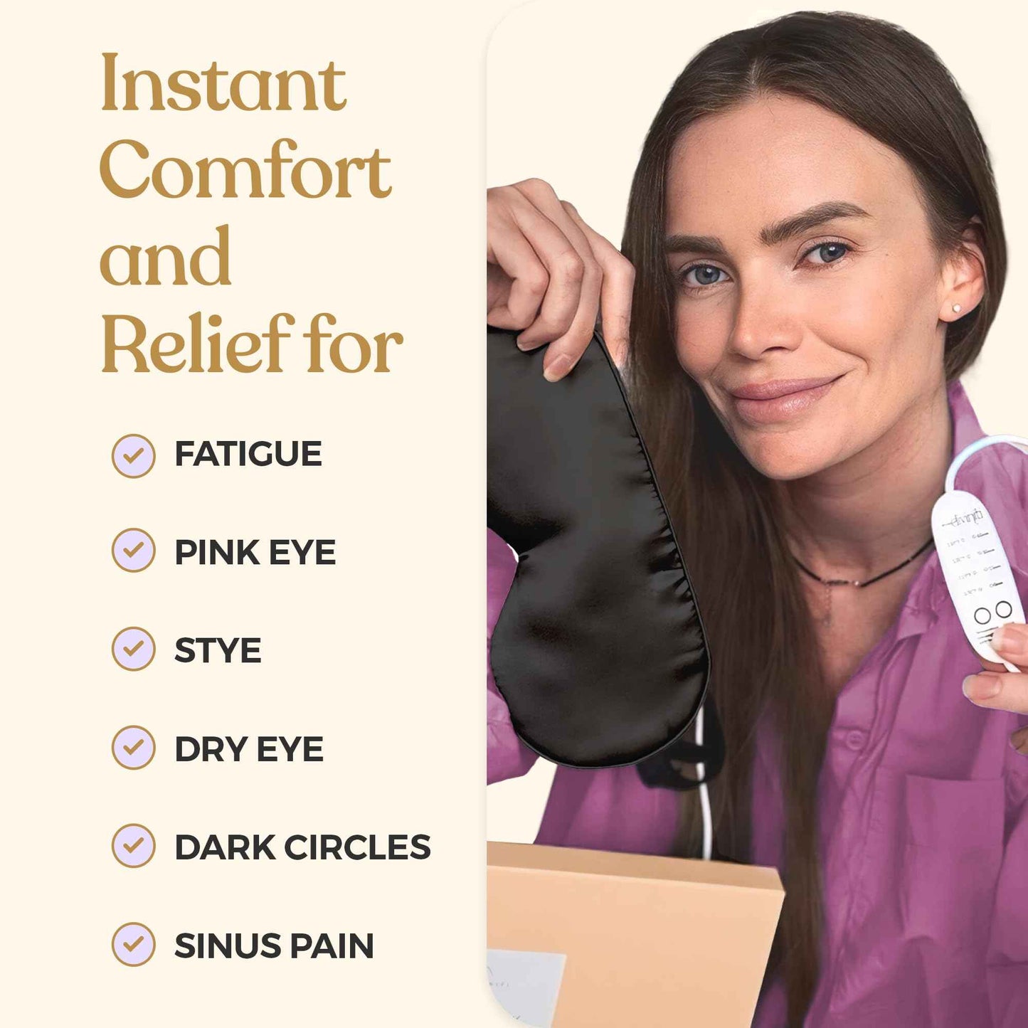 Heated Eye Mask for Dry Eye Relief - Stye Treatment, Warm Compress for Sinus, Electric Warming Patch With Moist Heat - Black