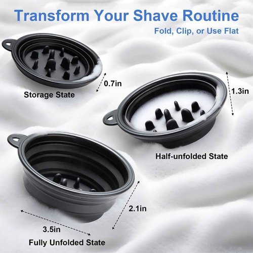 SPOSAFE Foldable Shaving Soap Bowl – Portable, Easy-to-Carry Shaving Soap Cup for Wet Shave, Travel Shaving Lather Bowl/Shaving Mug Compatible with Shave Cream & Soap for Men (Black)