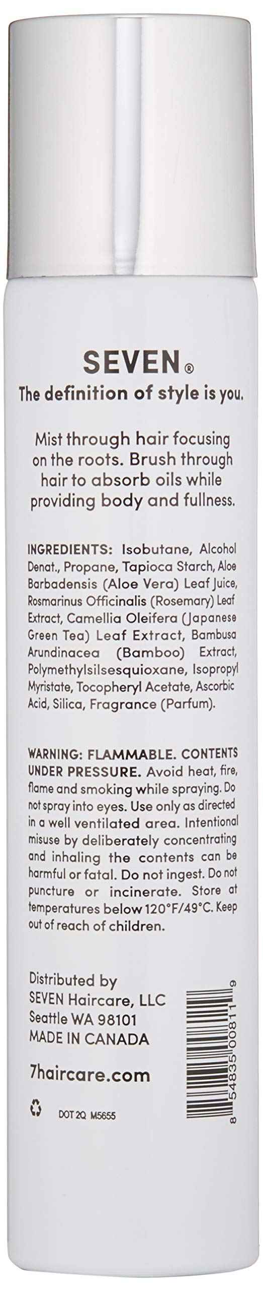 SEVEN Cubica Dry Shampoo for Women & Men, Post Workout Oily Hair, No White Residue, Cruelty Free, Non Toxic Volumizing Spray, Chamomile, Rosemary, Zeolite, Made in USA, 4.7 oz