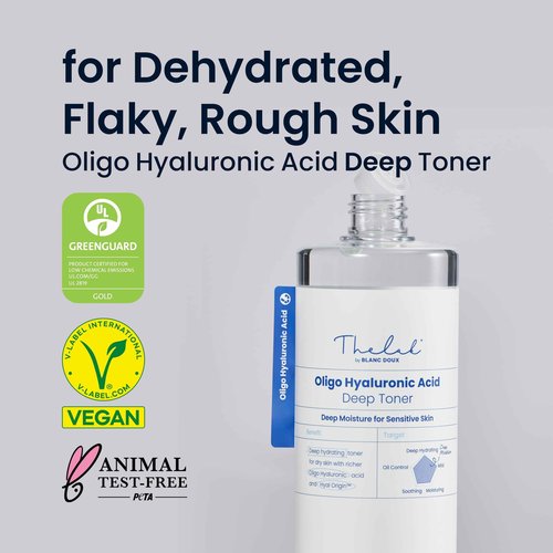 THE LAB BY BLANC DOUX Oligo Ultra-Low Molecular Hyaluronic Acid Deep Moisture Essence Toner Vegan for Sensitive Dry Combination Skin - Hypoallergenic Intense Hydrating Face Moisturizer 17 Fl Oz