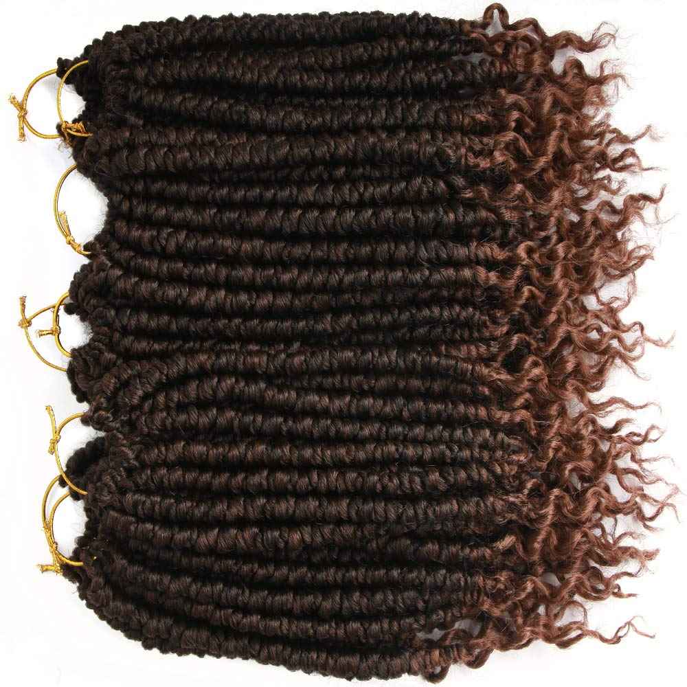 Passion Twist Crochet Ombre Brown Twist Hair - 8 Packs, 12 Inch Short Crochet Braids, Spring Twist, Curly Ends
