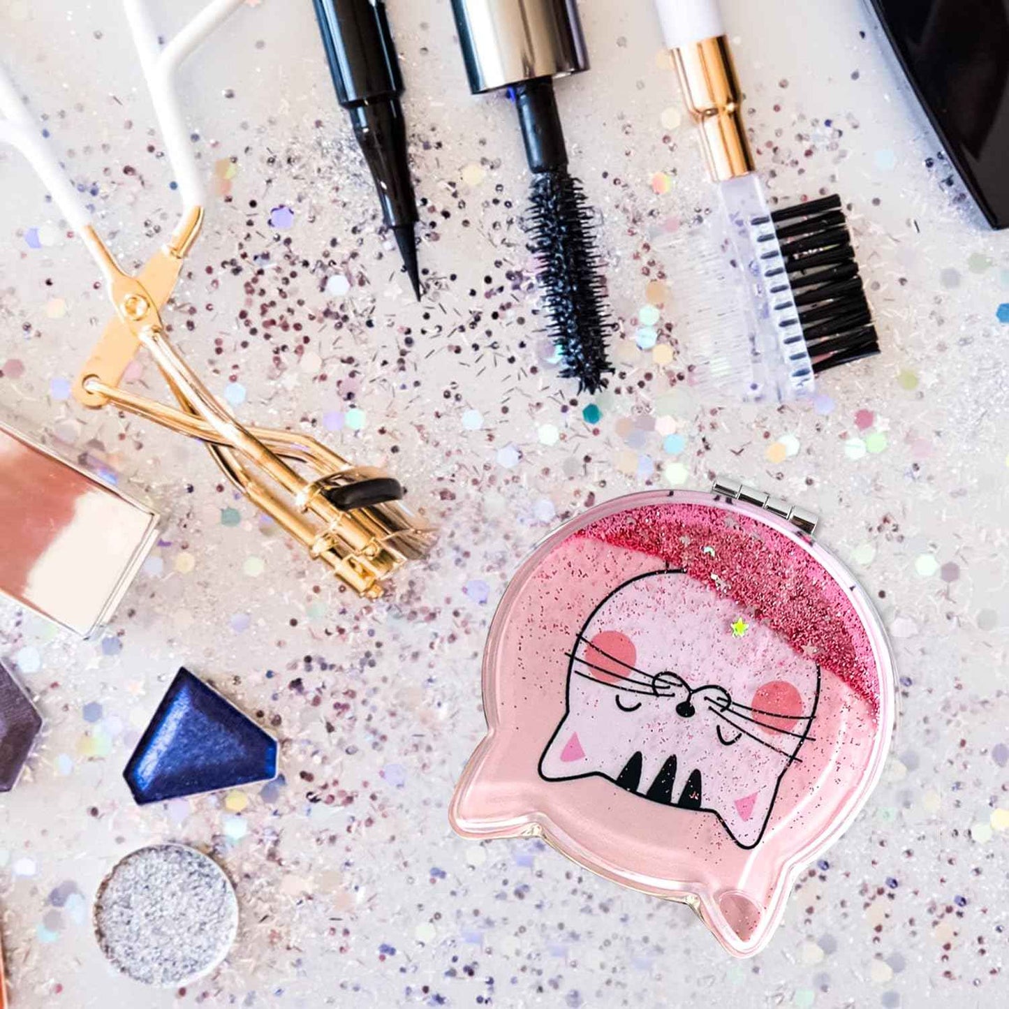 Fixleren Compact Mirror, Travel Makeup Mirror for Handbag Pocket Wallet, Portable Double-Sided Magnifying Cosmetic Mirror for Daily.