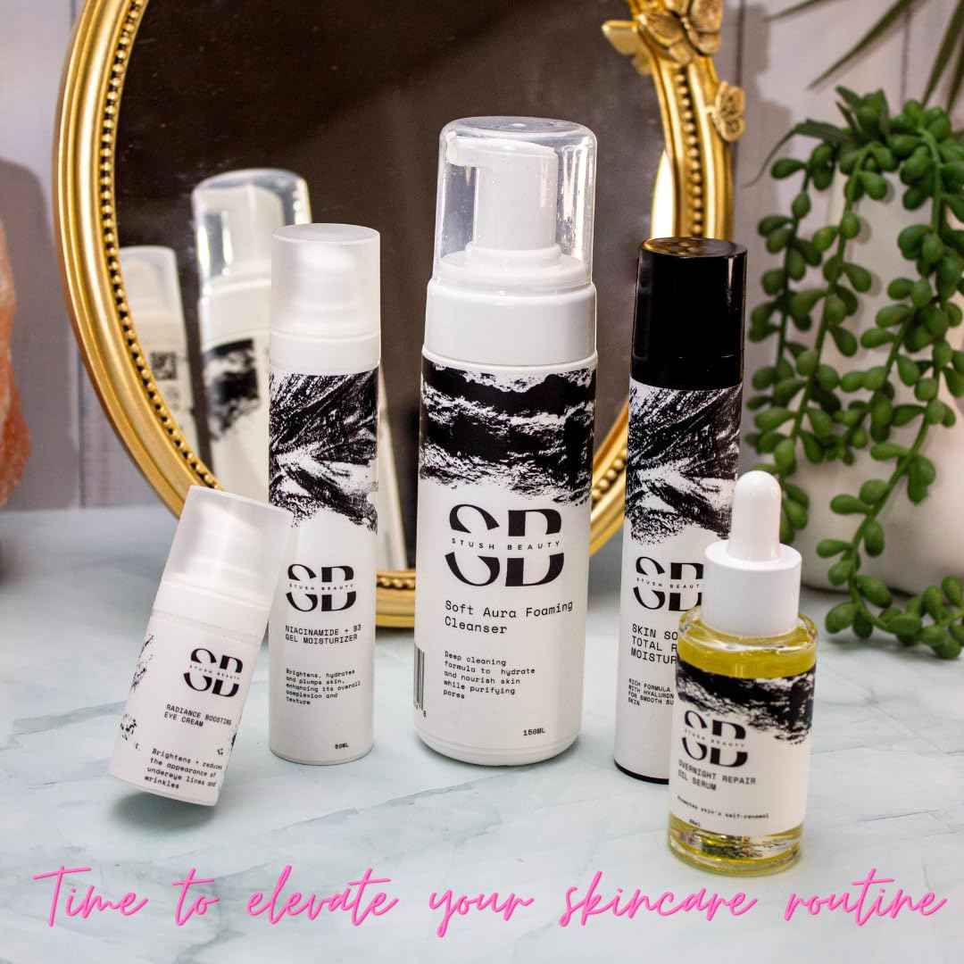 Stush Beauty Soft Aura Foaming Cleanser, Gentle Vegan Face Wash with Rose Water + Chamomile + Lactic Acid, Hydrating for Sensitive Skin & All Skin Types, Sulfate Free, Non-Drying