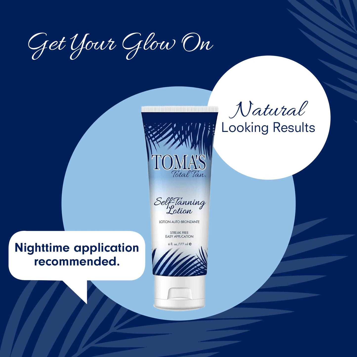 Toma's Total Tan Self-Tanning Lotion Instant Self Tanner - Whole Body Natural Looking Golden Bronze - Non-Sticky Streak-Free Application for Women & Men - Paraben-Free, Cruelty-Free - 6 oz