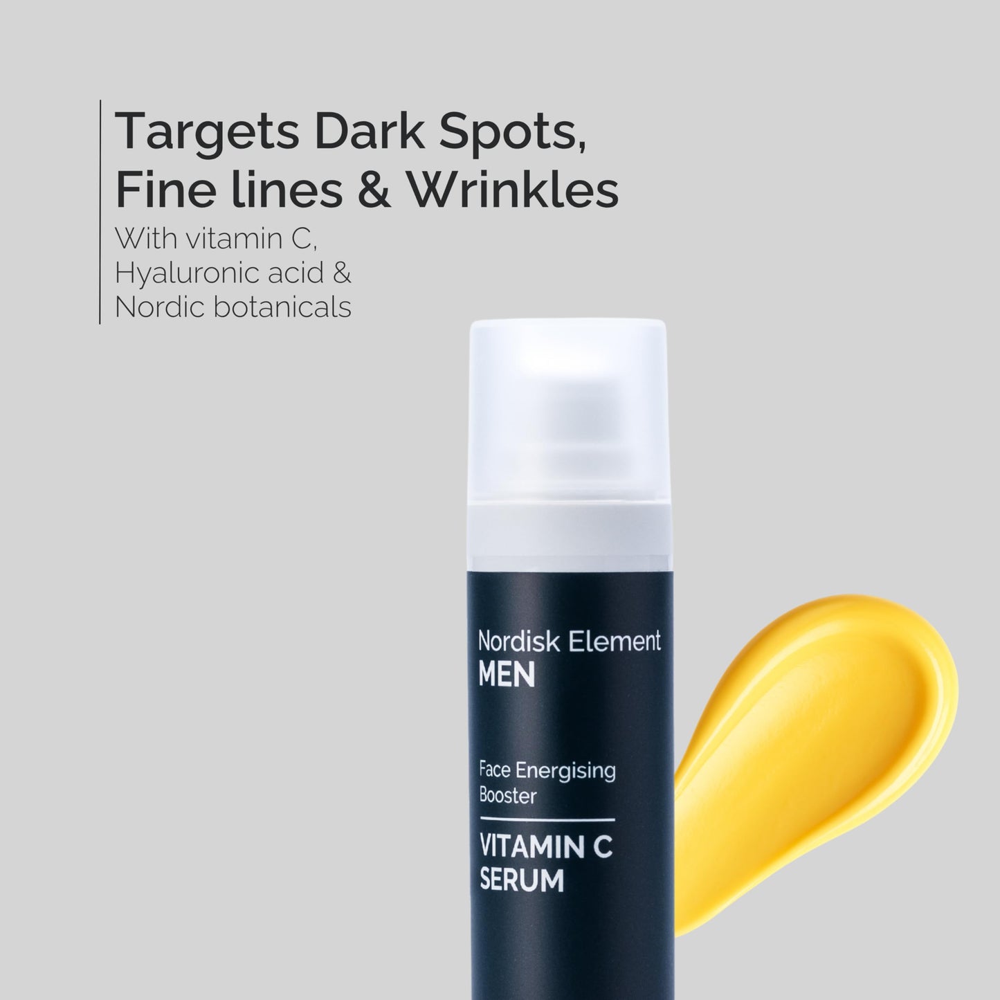 Nordisk Element Vitamin C Face Serum for Men with Hyaluronic Acid – Brightening Anti-Aging Face Serum for Dark Spots, Uneven Tone, and Wrinkles – Hydrating Daily Moisturizer with Citrus Aroma, 1 Fl Oz
