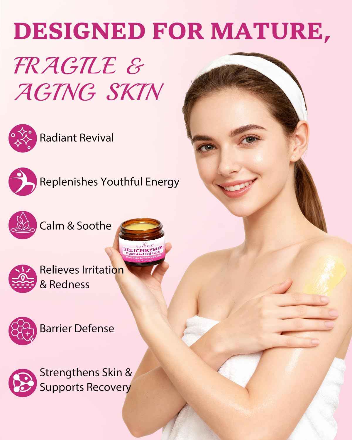 XUEBEIK Helichrysum Multipurpose Balm - Natural Soothing Hydrating Salve with Helichrysum Oil for Thin, Fragile, B-ruised & Aging Skin | Moisturizes & Revitalizes Body & Face - 60G/2OZ