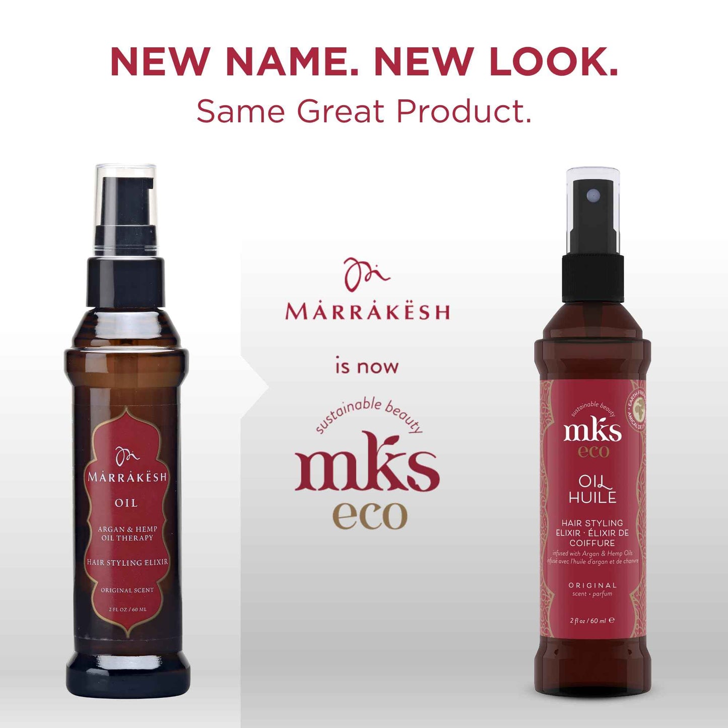 MKS eco Oil, Original - 2 fl oz - Hair Styling Elixir - Moroccan Argan Oil, Hemp Seed Oil - Moisturize & Nourish Hair, Control Frizz, Increase Smoothness - Vegan & Cruelty Free