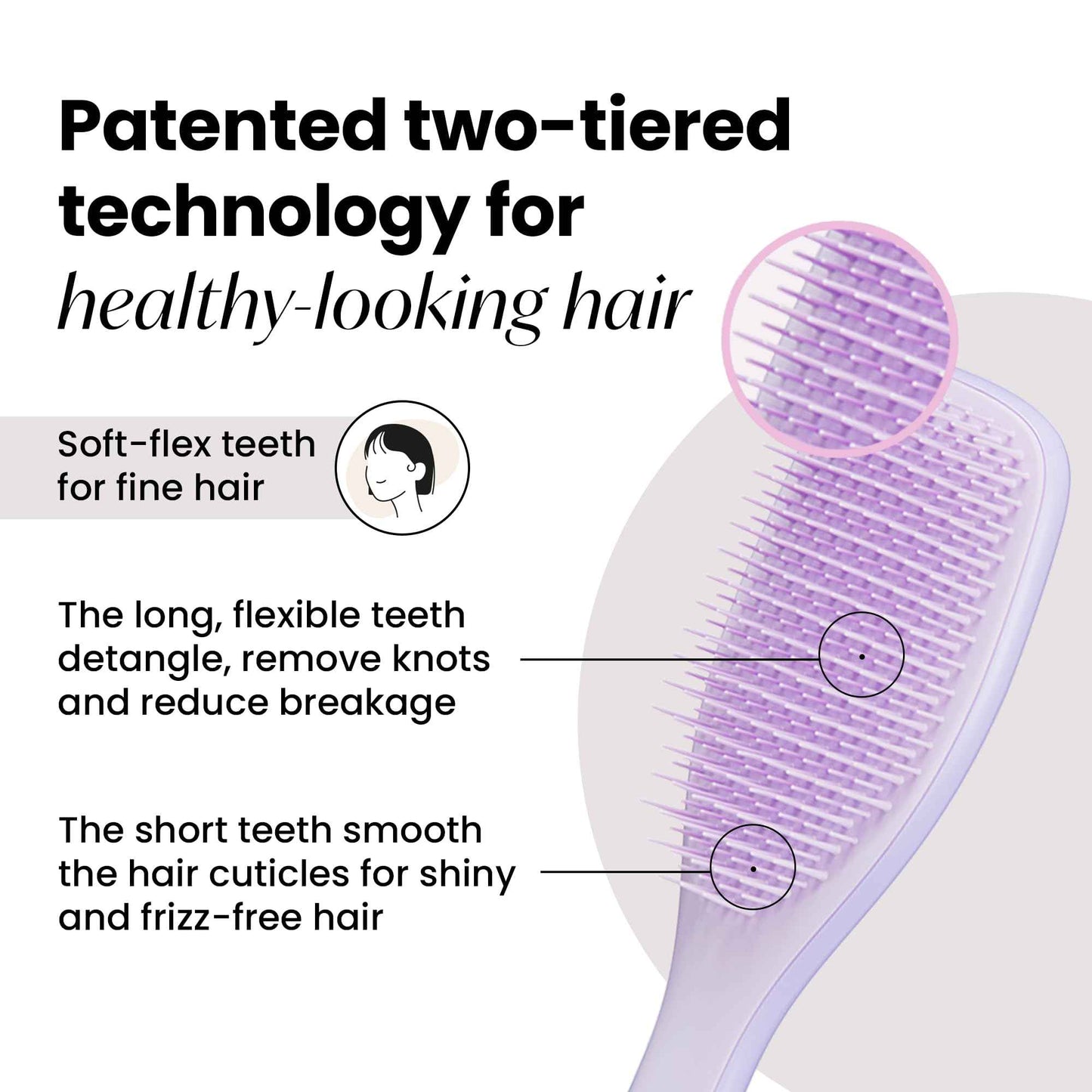 Tangle Teezer | The Fine & Fragile Wet Detangler Hairbrush | Soft Flex Teeth for Less Breakage | Ideal for Thinning Hair, Color-Treated & Sensitive Scalps | Comfort Handle | Hypnotic Heather