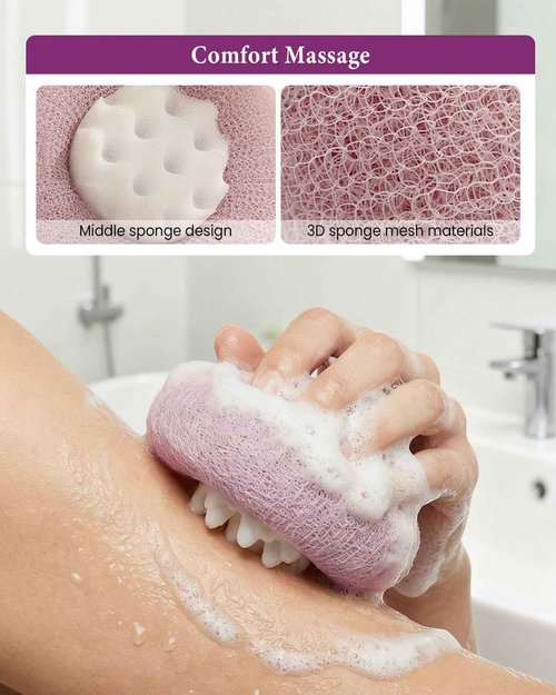 4Pcs Super Soft Sunflower Suction Cup Bath Ball, 2-in-1 Super Soft Bath Sponge Body Scrubber, Exfoliating Bath Sponge Body Wash Shower Ball for Men Women (Light Purple)