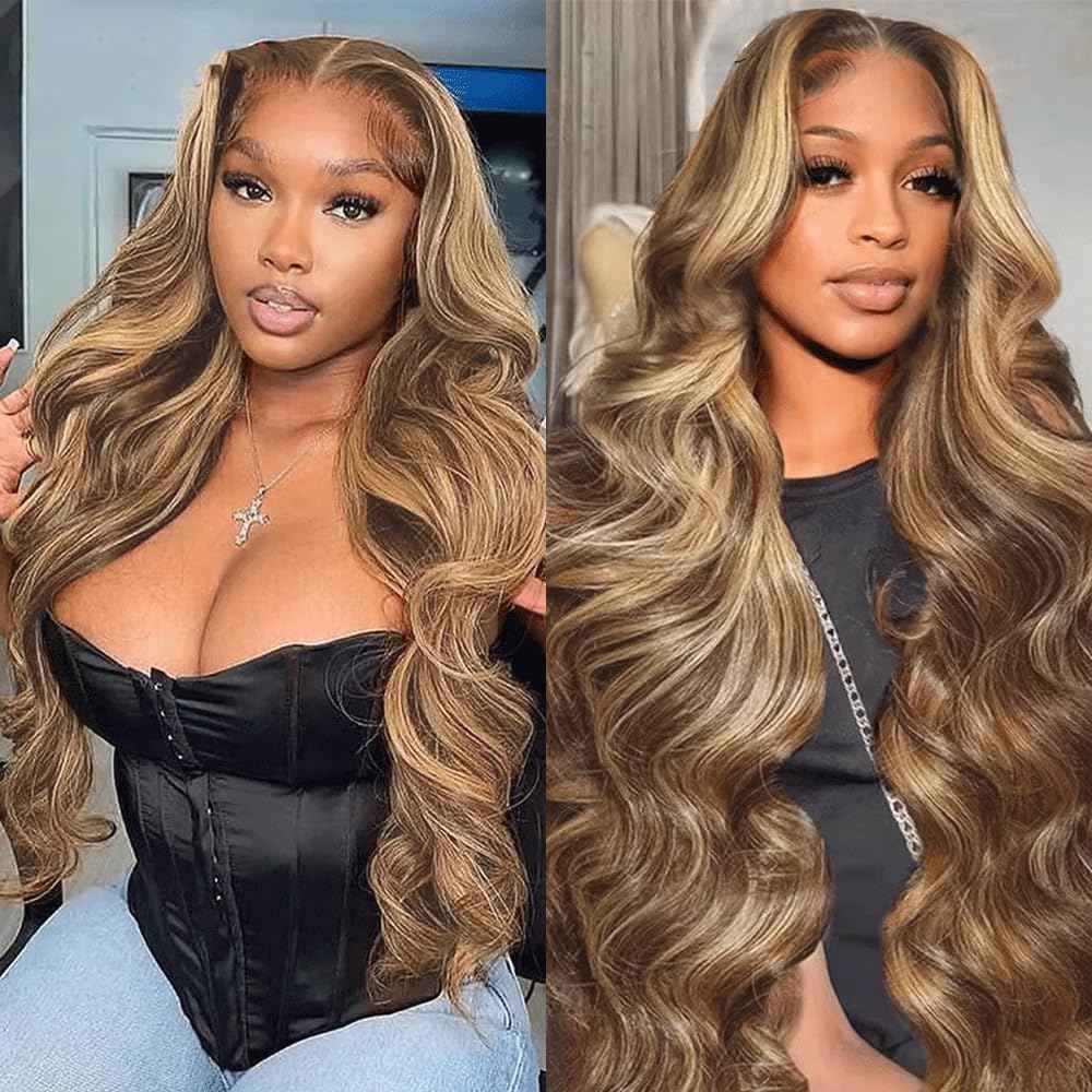 P4613 Bundle Highlight Body Wave Human Hair Bundles 613 Ombre 3 Bundles 20 20 20 Inch Two Tone Chocolate Brown Mixed With Blonde Body Wave Bundle Hair Weave